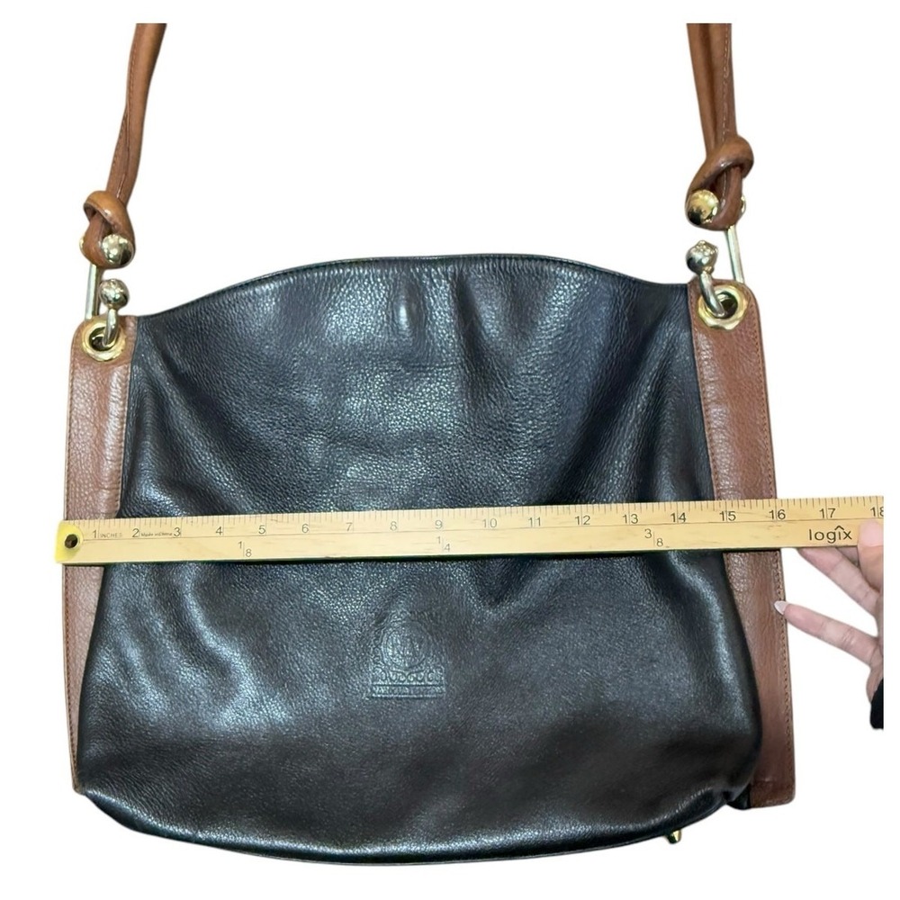 Valentino Mario Leather Shoulder Bag Black Brown Slouchy Hobo Italy Quiet Luxury - Picture 15 of 16